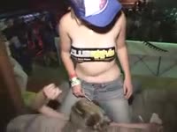 Drunk student grinds on top of a huge cock